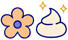 A calm flower beside a soft swirl of moisturiser with a  gentle sparkle.