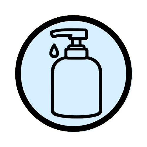 Peaceful soap dispenser with a gentle droplet, symbolising a soothing soap step.