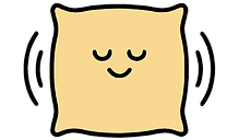 Soft cushion with a smiling face and small side lines showing gentle pressure or squeeze.