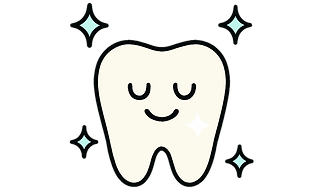 A calm tooth surrounded by gentle sparkles.