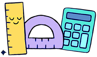 A calm ruler beside a protractor and a gentle calculator.