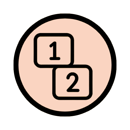 Two stacked numbered sequencing blocks showing numbers 1 and 2, representing deciding what matters first and choosing the next most important step.