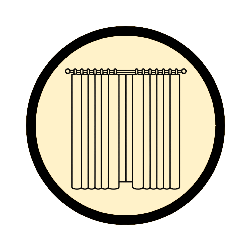 Closed curtains icon representing seeking privacy