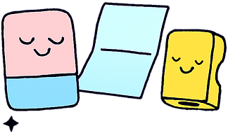 A soft fidget toy beside a soft tissue and a cheerful pencil sharpener.