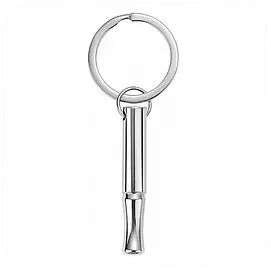 A stainless-steel breathing necklace keychain.