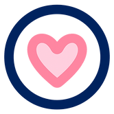 A heart outline inside a circle.