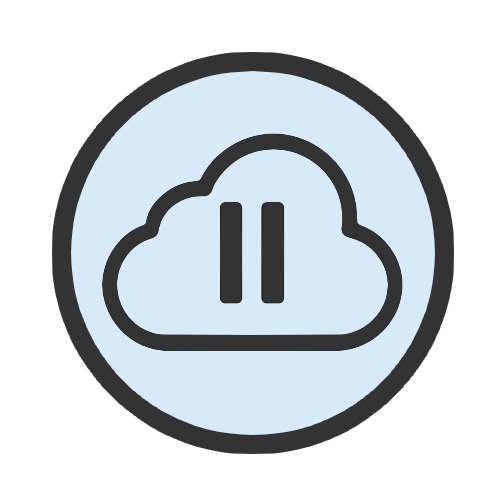 Soft cloud with a pause symbol, representing taking a short break to rest or reset before continuing.