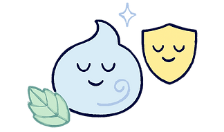 Calm swirl of paste beside a soft mint leaf and a gentle protective shield.