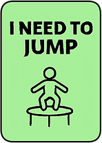 I need to jump. Icon of a figure bouncing on a trampoline, suggesting a need for playful motion or physical expression.