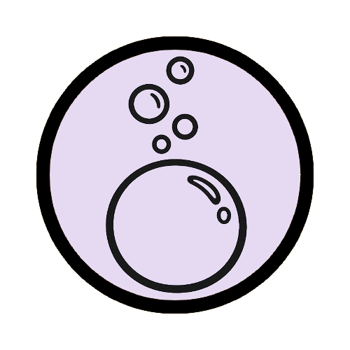Gentle bubbles icon showing calm washing motions for a comfortable handwashing moment.