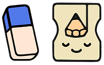 A gentle eraser next to a calm pencil sharpener, cheerfully sharpening a pencil.