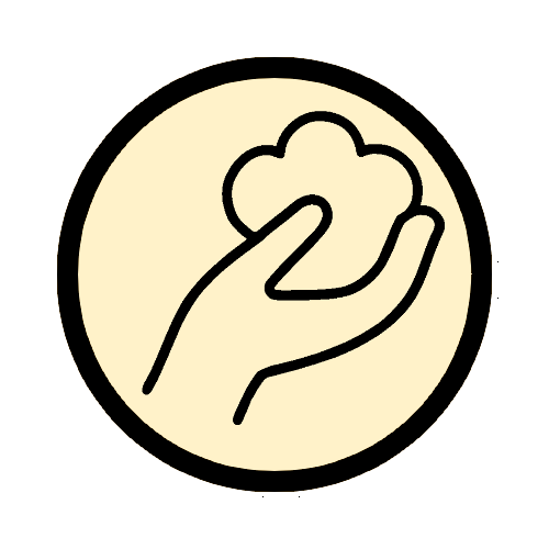 Simple line‑art hand holding soft putty, representing small fidgeting or wiggling movements for regulation.