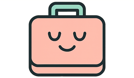 Closed lunchbox with a soft, smiling face and rounded edges.