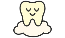 A calm tooth sat on a fluffy cloud.