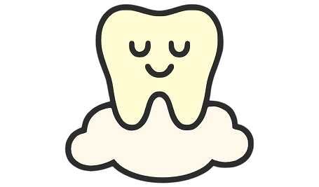 A calm tooth sat on a fluffy cloud.