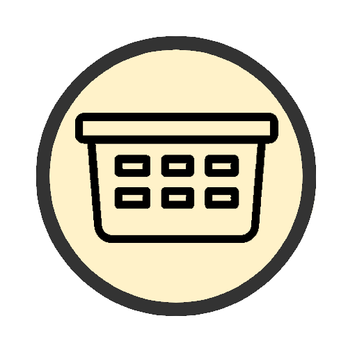 Tidy basket filled with neatly arranged items, representing tidying a space.