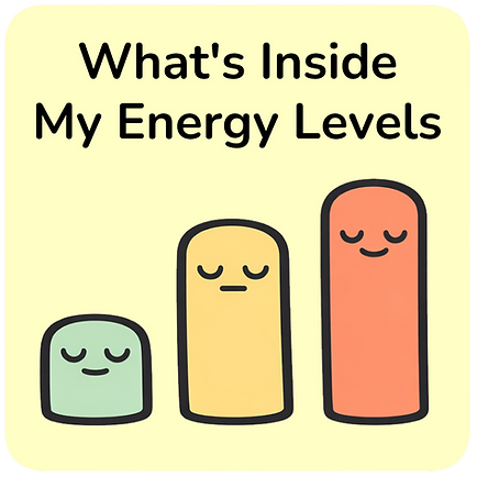 What's Inside My Energy Levels. Three vertical bars of increasing height, showing low, medium, and high energy.