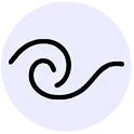 Sensory Regulation, Understanding how the body finds balance through movement, pressure, and predictable sensory input. Gentle swirl shape — a calm metaphor for movement, change, or sensory flow.