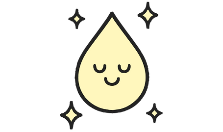 A glowing droplet with a soft smile, symbolising numbing medicine.