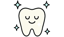 A calm tooth surrounded by soft sparkles.