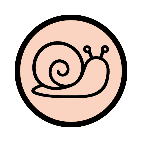 Outlined snail icon, representing slow, calming, steady movement.