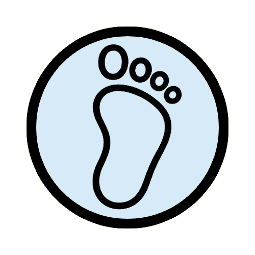 Simple foot outline, representing noticing how fast the body can comfortably go and choosing a pace that feels manageable.