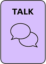 Talk. Two speech bubbles, representing a need for connection, expression, or being heard through conversation.