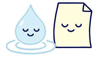 Gentle water droplet with soft ripples and a paper sheet.