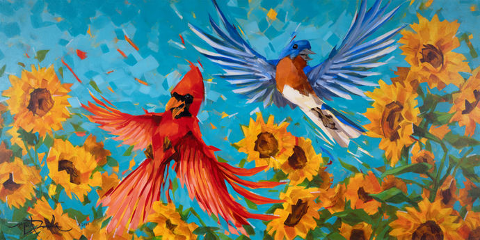 Cardinal & Bluebird Joy