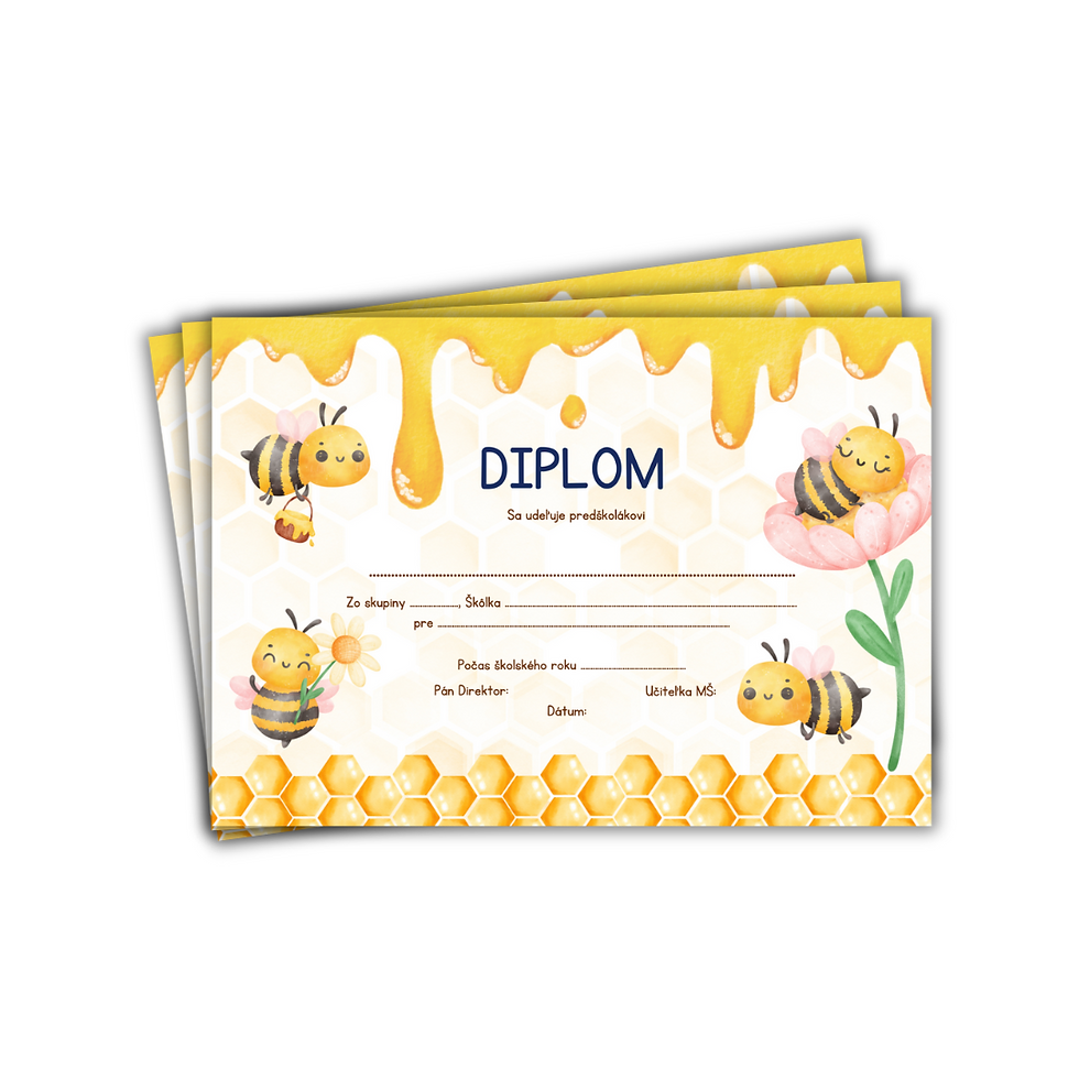 diplom alebo dakovny list alebo uspech z danych aktivit. mile vcely poletuju okolo textu a tesia sa z uspechu ziaka ziacky a prinasaju sladky med