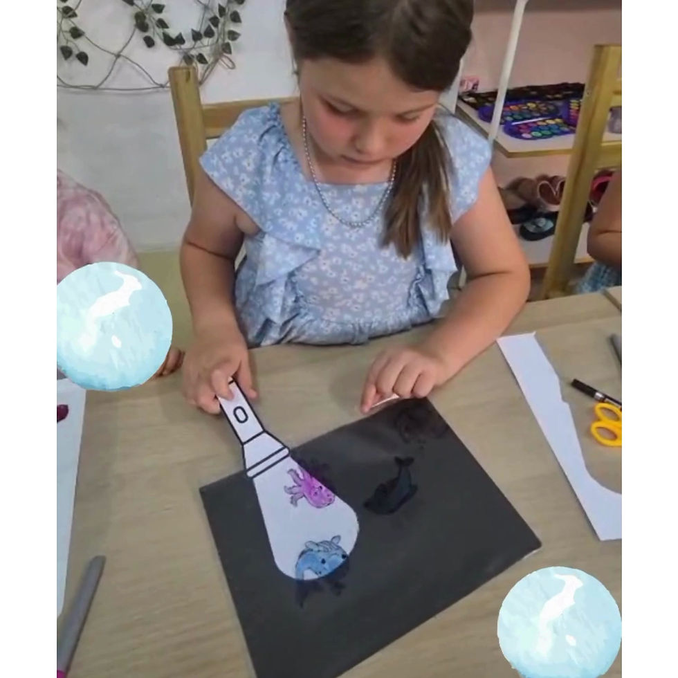 Miniatură: video craft subacvatic, lucru manual lanterna alba pe foaie neagra sub folie,