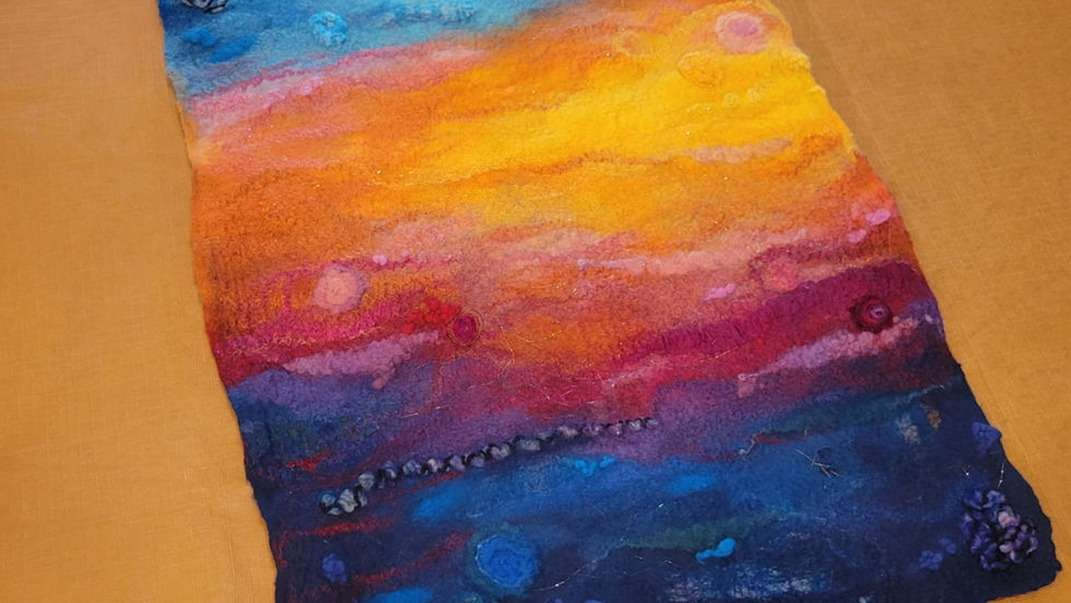 The finished wet felted background.