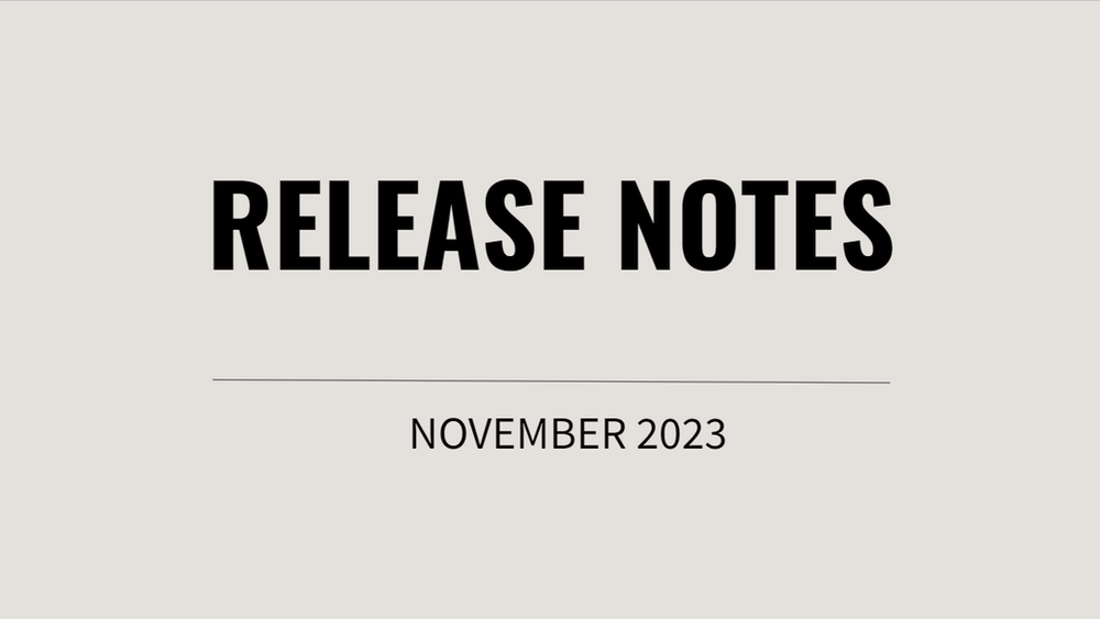 Sellozo Release Notes November 2023 