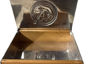 USS Galveston Hammered Aluminum and Wood Cigarette Box