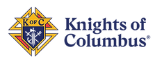 Knights of Columbus logo with text and emblem on black background.