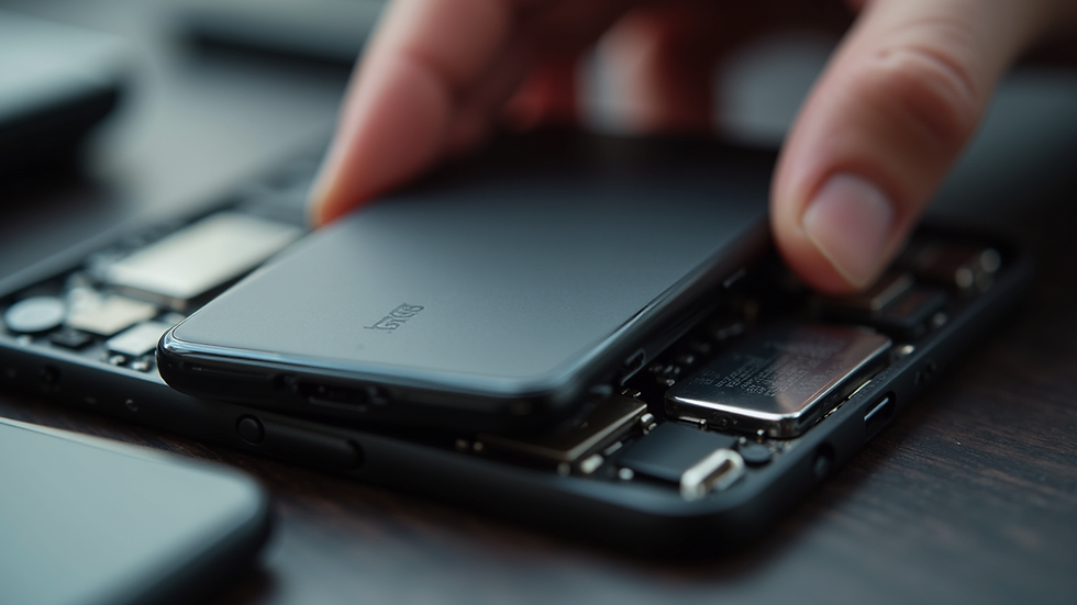 Close-up view of an iPhone battery being replaced