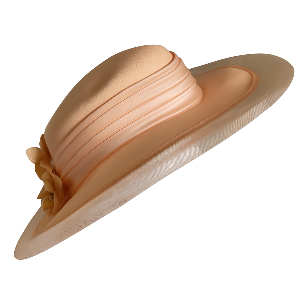 H58 - Vintage Peach Wide Brimmed Hat