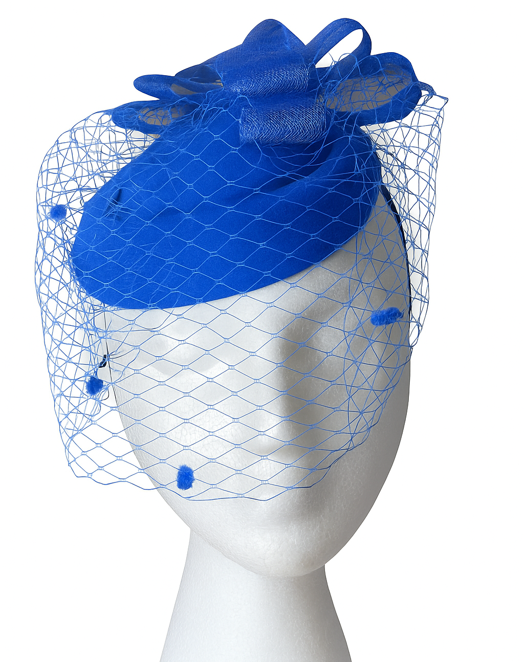 F27 - Royal Blue Veiled Bow Fascinator