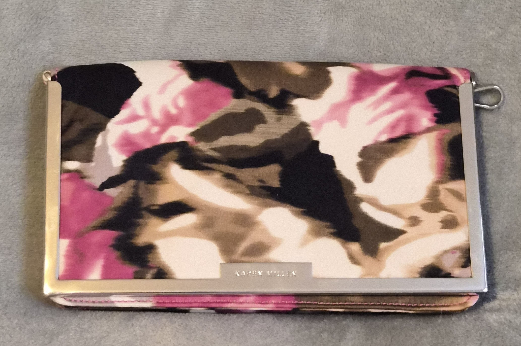 B97 -Karen Millen Abstract Floral Clutch Bag with Chain Strap