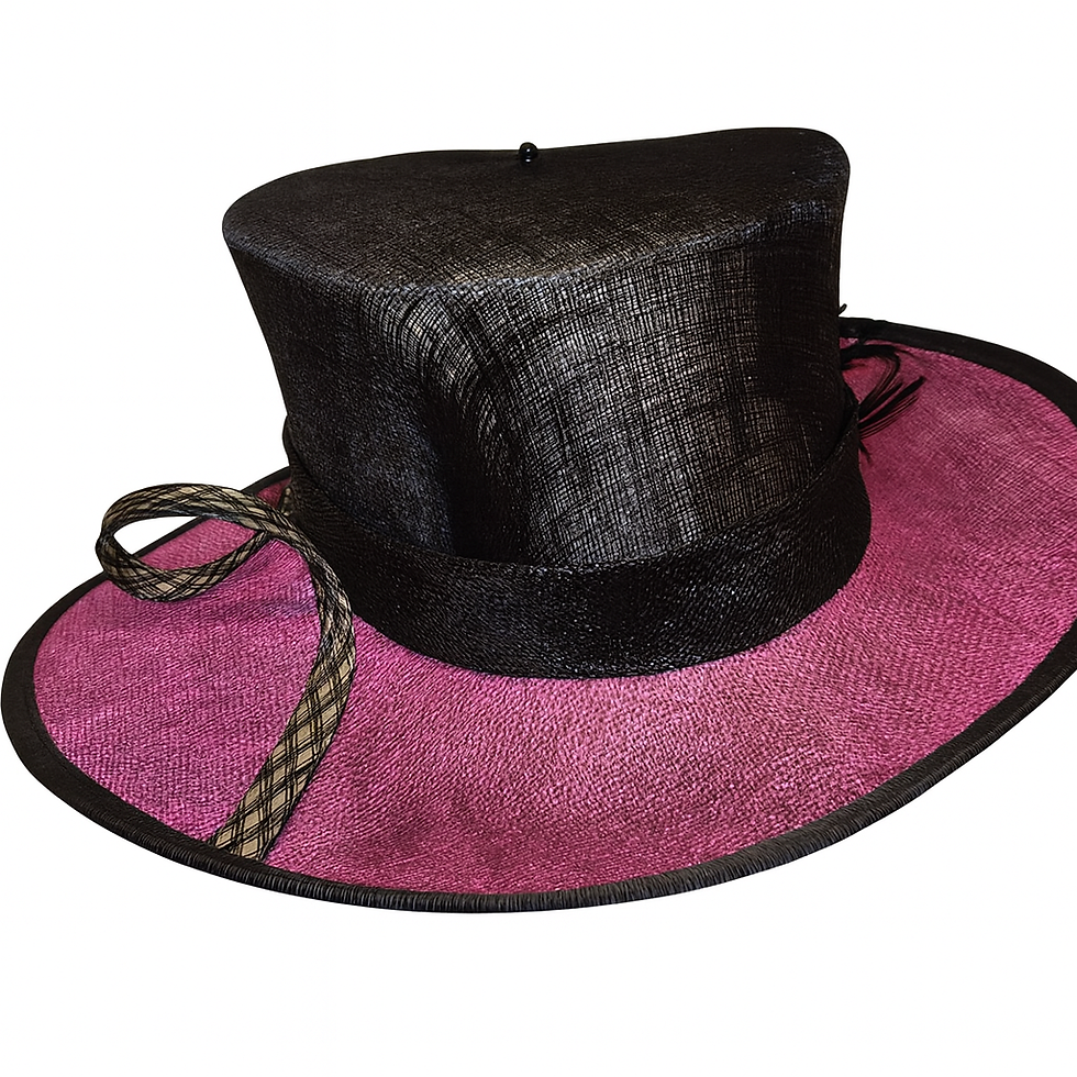 Thumbnail: H107 - Jacques Vert Black & Fuchsia Wide-Brim Hat