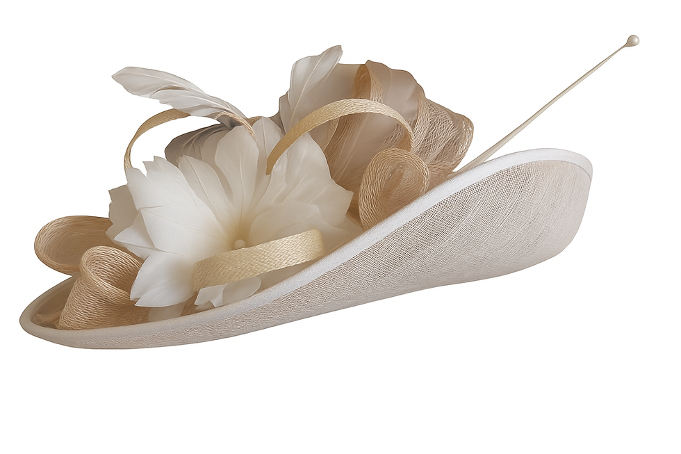 Thumbnail: H91 - Debut Ivory with Grey Flower Detail Hat