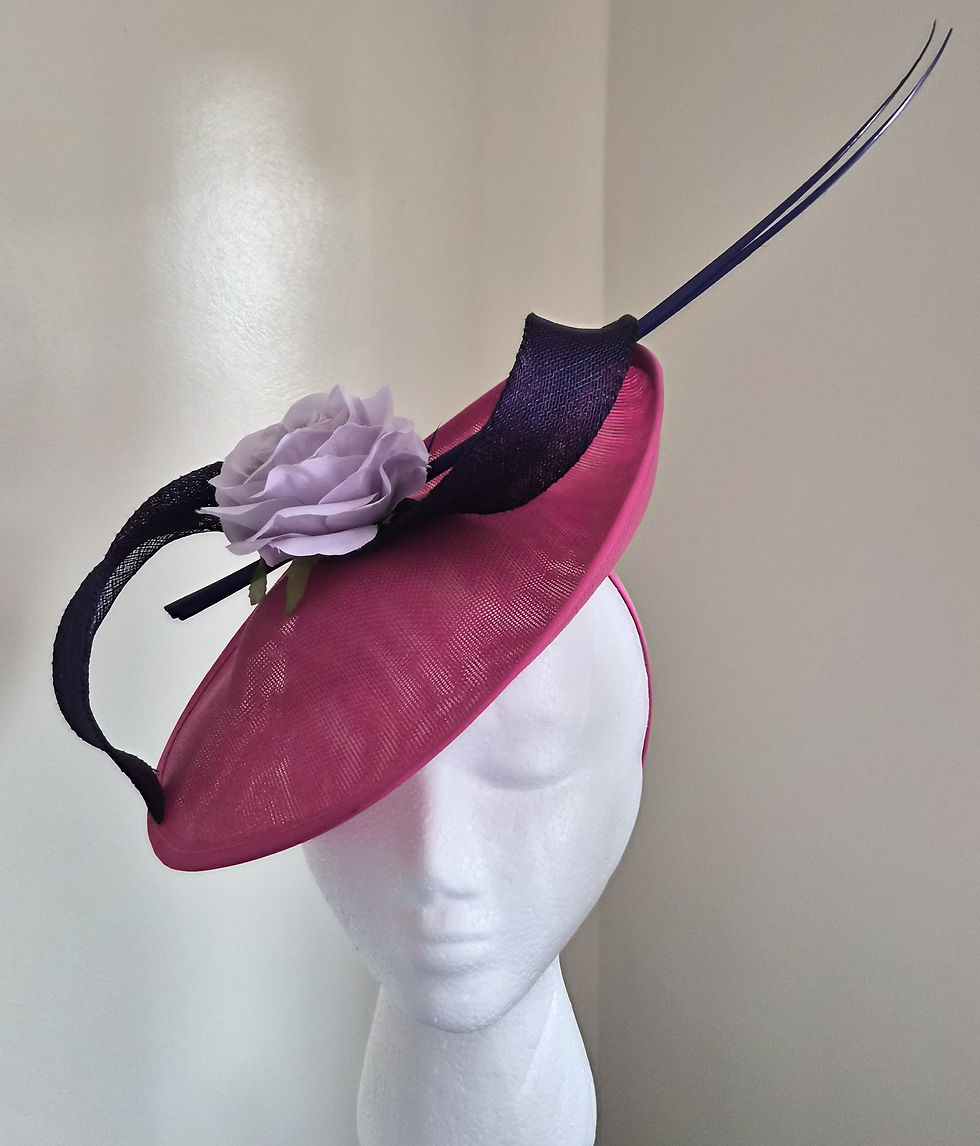 Thumbnail: F101 - Bespoke Fuchsia Pink & Purple Hatinator with Lilac Rose Detail