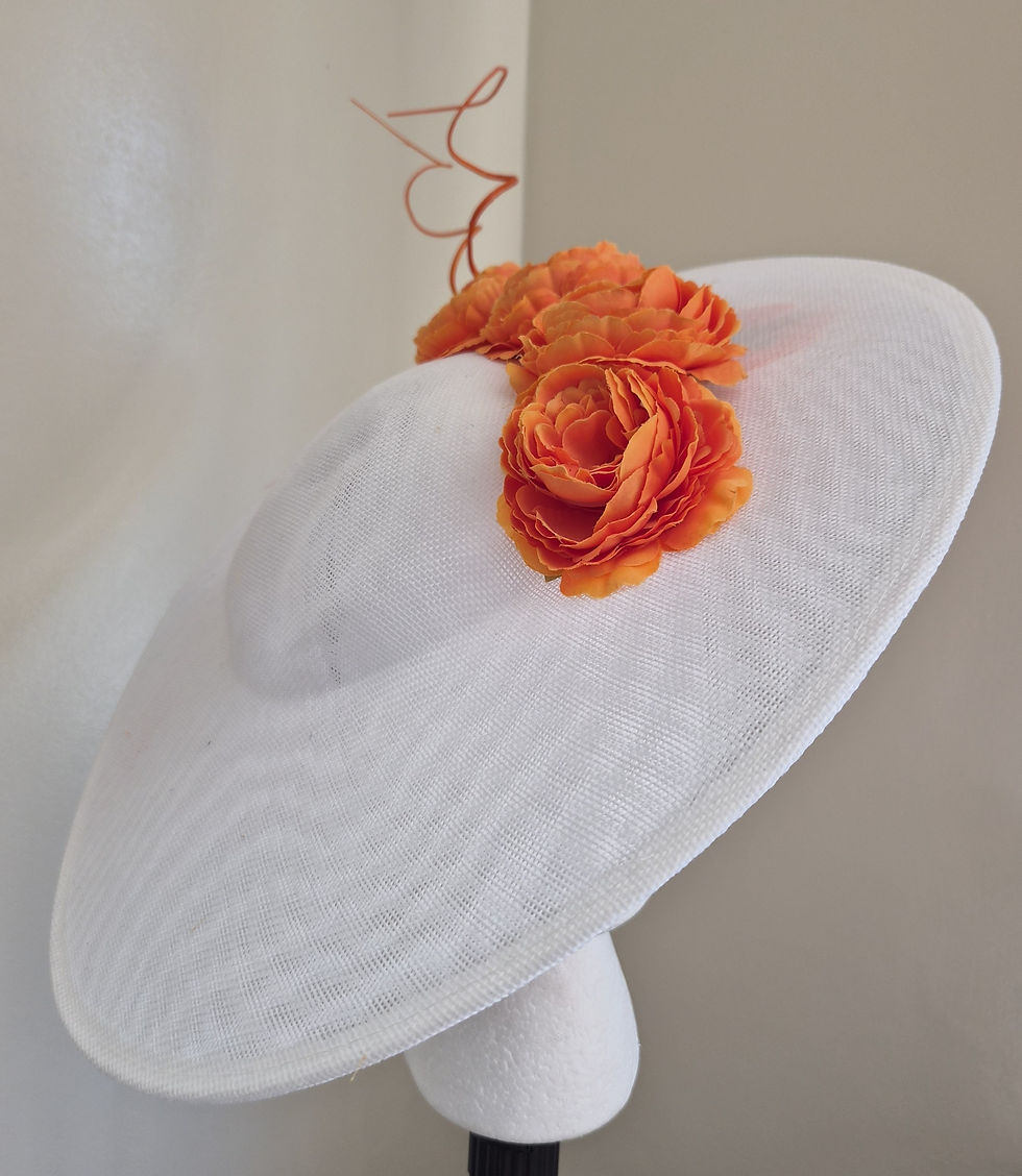 Thumbnail: F103 - Bespoke White & Tangerine Floral Occasion Hatinator