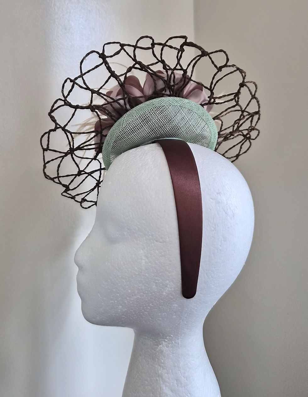 Thumbnail: F132 - Champagne Satin Flower Fascinator