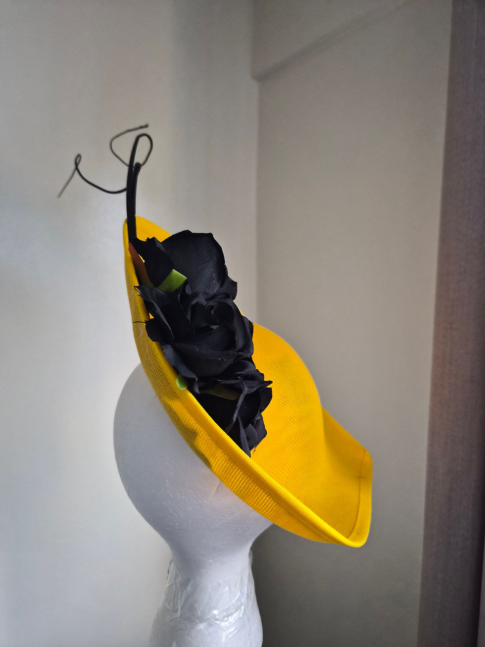 Thumbnail: F109 - Yellow & Black Rose Fascinator