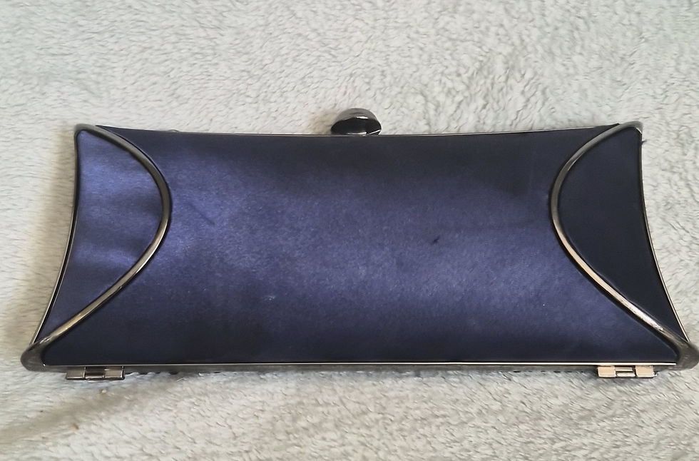 Thumbnail: B101 - Untold Navy Crystal Embellished Clutch Bag with Chain Strap