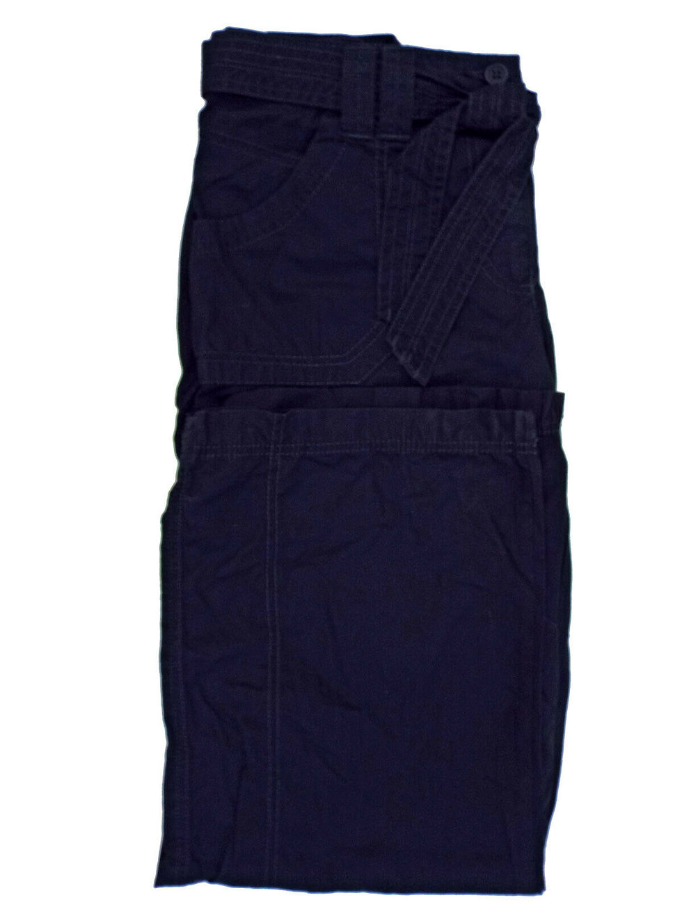 Thumbnail: Womens Ex M&S Navy Pure Cotton with matching belt Trousers -Size 20 Medium