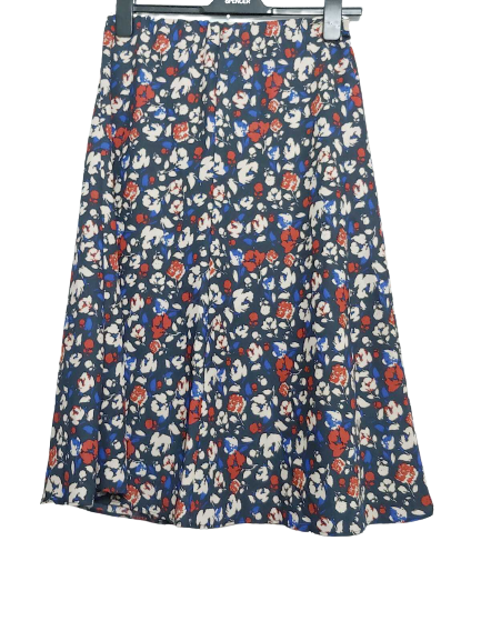 Thumbnail: Ladies Ex M&S Navy Mix Floral Print Flared Skirt Elasticated waistband Size 10