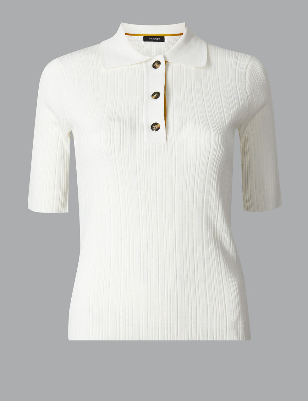 Thumbnail: White Winter Ribbed Short Sleeve Knitted Top UK Size 8 to 18