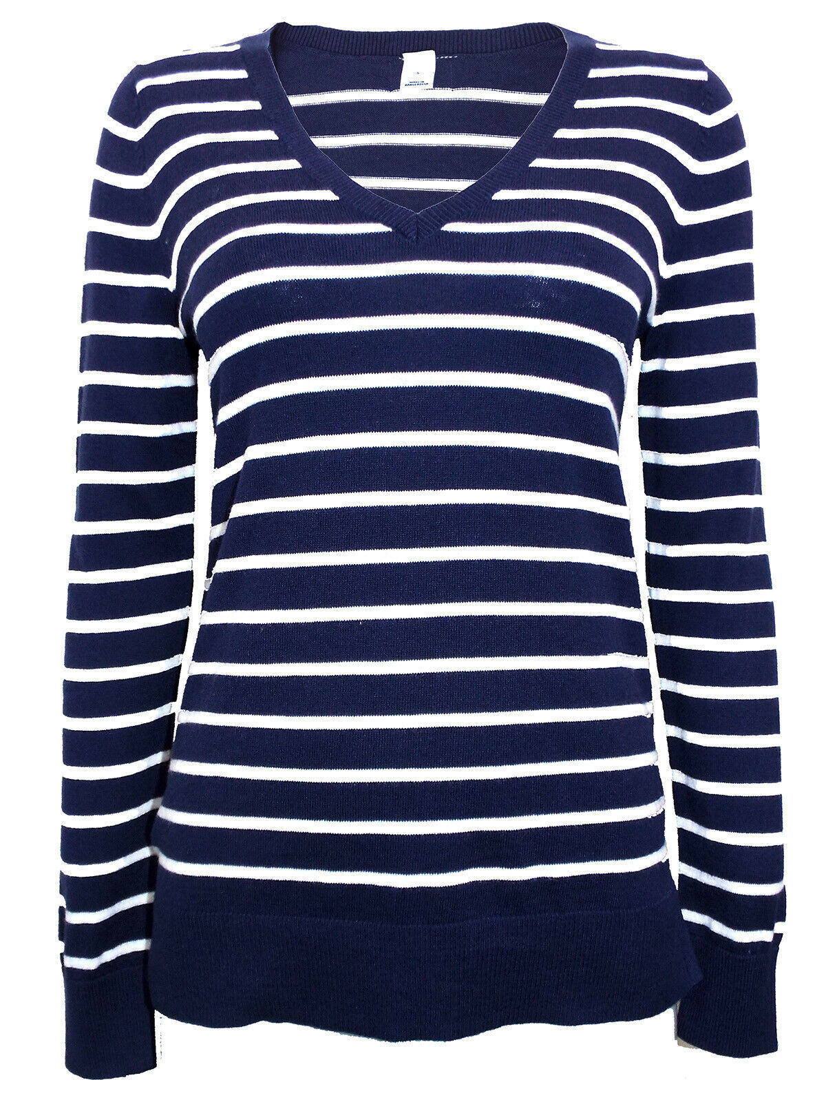 Women/Ladies Ex GAP Plus Size Soft Knit Navy Jumper V neck Striped Sweater 18-22